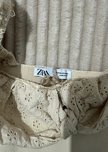 Bej Dantel Detaylı Kısa Kesim Bohem Bluz - Görsel 2