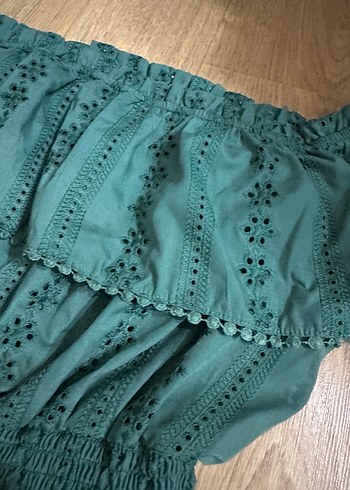 Bohem Mini Turkuaz Nakışlı tulum - Görsel 4