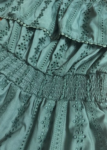 Bohem Mini Turkuaz Nakışlı tulum - Görsel 3