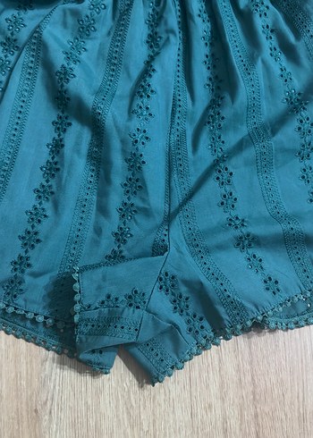 Bohem Mini Turkuaz Nakışlı tulum - Görsel 5
