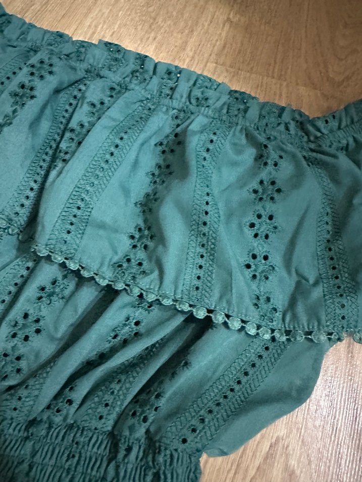 Bohem Mini Turkuaz Nakışlı tulum - Görsel 4