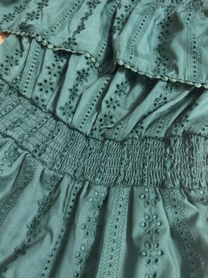 Bohem Mini Turkuaz Nakışlı tulum - Görsel 3