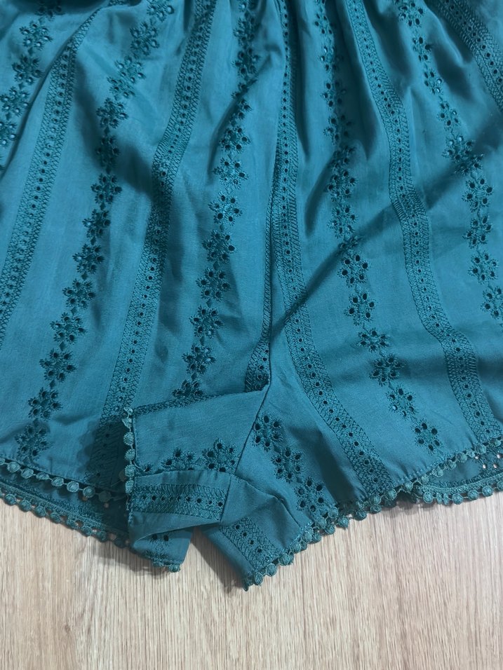 Bohem Mini Turkuaz Nakışlı tulum - Görsel 5