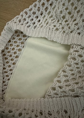 Beyaz Örme Bohem Uzun Kadın Elbise - Görsel 4