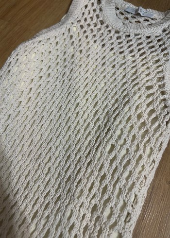 Beyaz Örme Bohem Uzun Kadın Elbise - Görsel 2