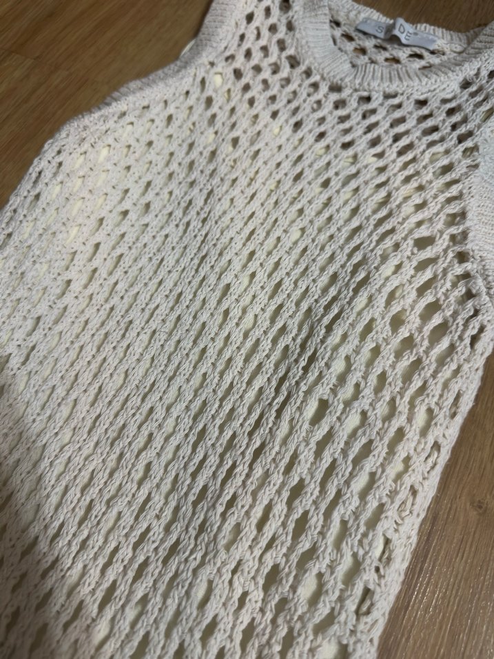 Beyaz Örme Bohem Uzun Kadın Elbise - Görsel 2