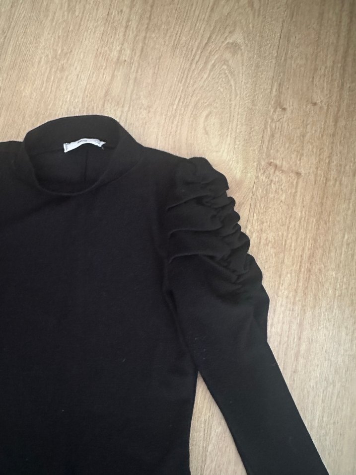 Uzun Kollu Siyah Midi Elbise - Görsel 5