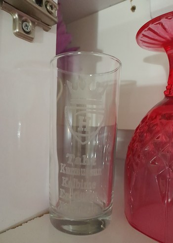 Bordo Taht İşlemeli İnce Bardak - Görsel 2