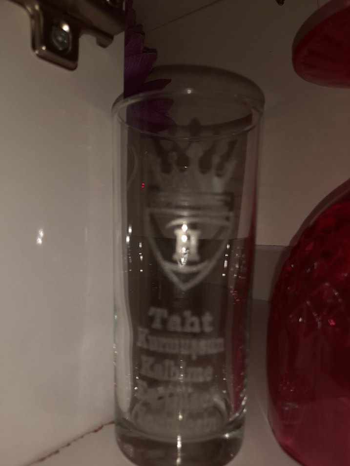 Bordo Taht İşlemeli İnce Bardak - Görsel 3