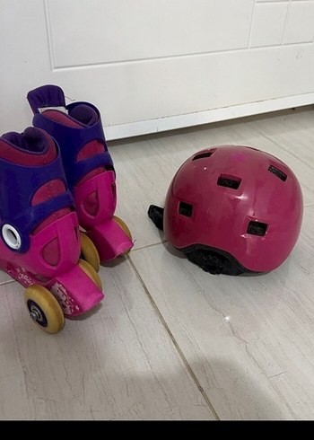 Pembe Çocuk Paten ve Koruyucu Kask - Görsel 2