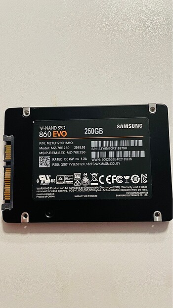 Samsung 860 EVO 250GB SSD SAĞLIK 100