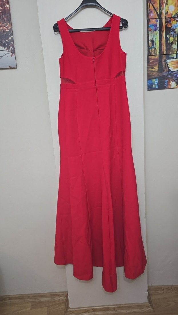 Kırmızı Nakışlı Uzun Bohem Kadın Elbise - Görsel 4