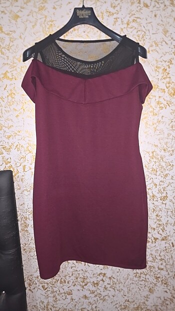 50 Beden bordo Renk Elbise