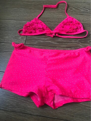10 Yaş Beden pembe Renk Şortlu bikini