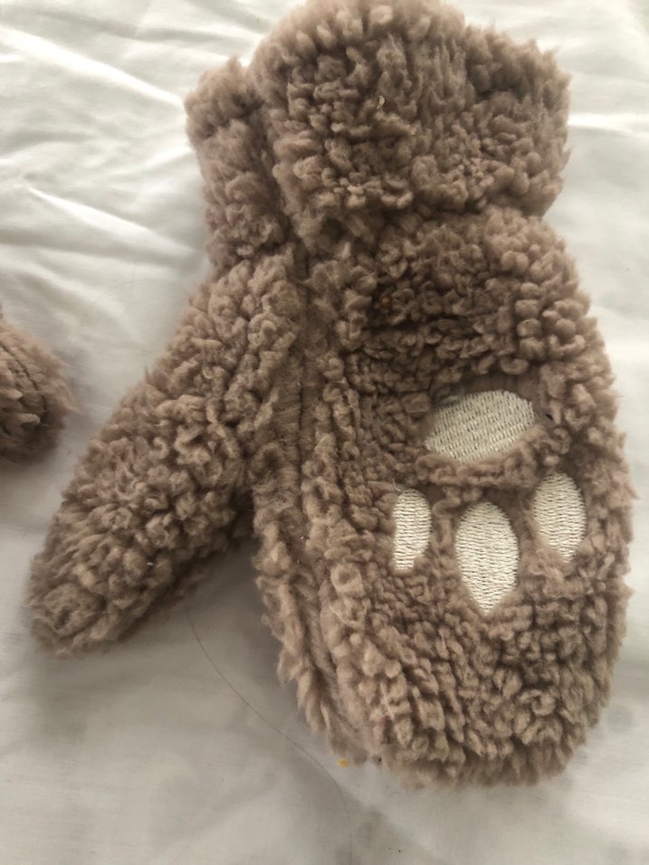 Kız veya erkek Çocukları İçin Kürklü Bej Eldiven - Görsel 2