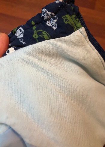 Kapüşonlu Mavi araba Baskılı Bebek kar Tulumu - Görsel 4