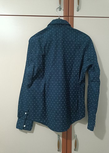 Düğmeli Uzun Kollu Erkek Kot Gömlek small beden - Görsel 2