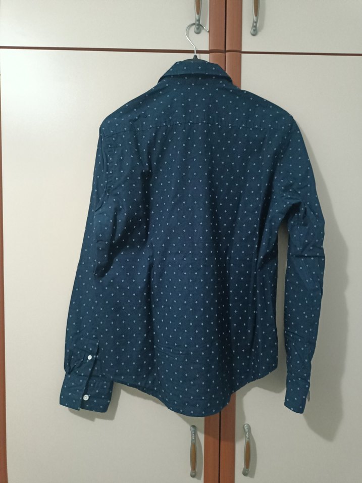 Düğmeli Uzun Kollu Erkek Kot Gömlek small beden - Görsel 2