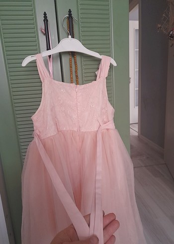 Dantel Detaylı Pembe Kız Çocuk Elbise - Görsel 2