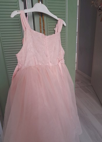 Dantel Detaylı Pembe Kız Çocuk Elbise - Görsel 3