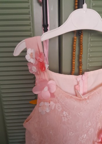 Dantel Detaylı Pembe Kız Çocuk Elbise - Görsel 6