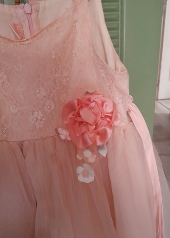 Dantel Detaylı Pembe Kız Çocuk Elbise - Görsel 5