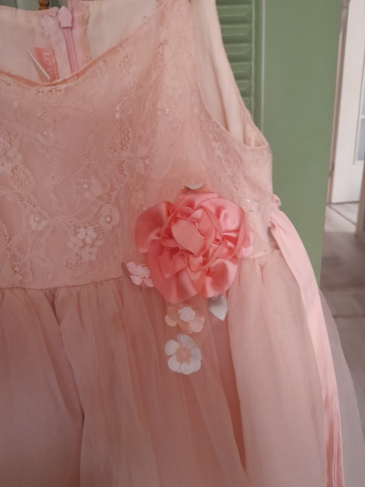 Dantel Detaylı Pembe Kız Çocuk Elbise - Görsel 5