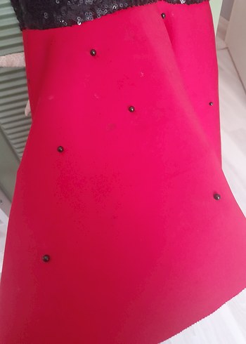 Kız Çocuk Siyah Kırmızı Kabarık Etekli Elbise - Görsel 6