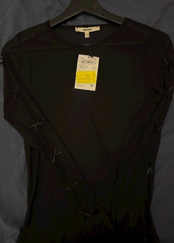 Fiyonklu Uzun Kollu Transparan Tül Bluz - Görsel 5