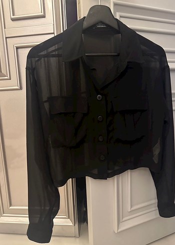 Siyah Transparan Gömlek - Görsel 2