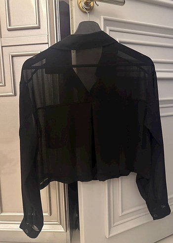 Siyah Transparan Gömlek - Görsel 3