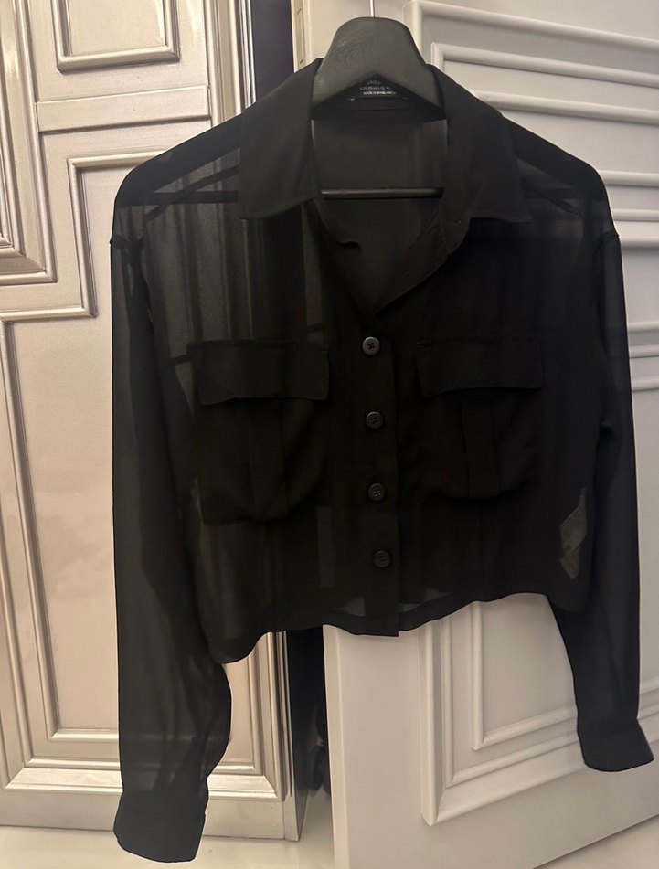 Siyah Transparan Gömlek - Görsel 2