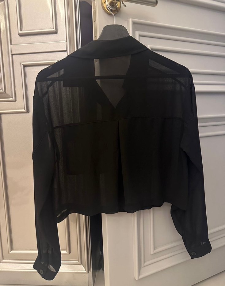 Siyah Transparan Gömlek - Görsel 3