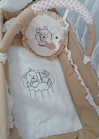 Ciciko Beyaz Bej Sepetli Beşik - Görsel 3