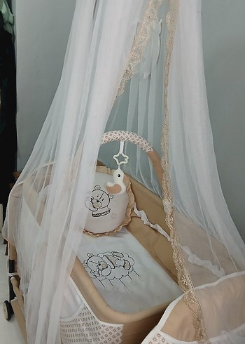 Ciciko Beyaz Bej Sepetli Beşik - Görsel 2