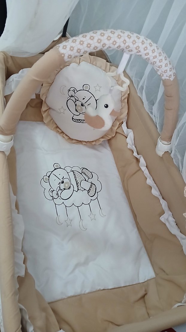 Ciciko Beyaz Bej Sepetli Beşik - Görsel 3