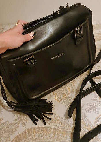Siyah Parlak Deri Fermuarlı Kadın Çanta - Görsel 14