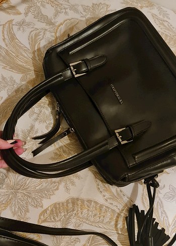 Siyah Parlak Deri Fermuarlı Kadın Çanta - Görsel 9