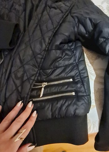 Siyah Kadın Biker Ceket - Görsel 4