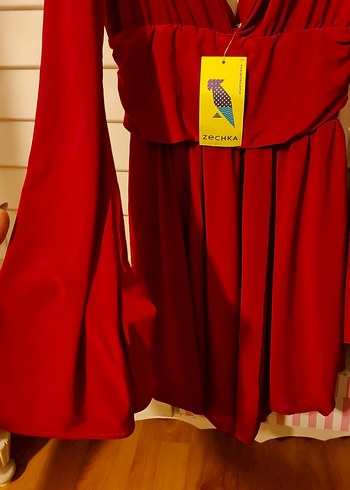 Kırmızı Vintage Midi Kadın Elbise - Görsel 2