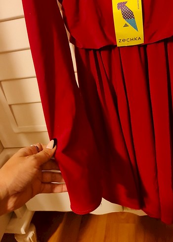 Kırmızı Vintage Midi Kadın Elbise - Görsel 3