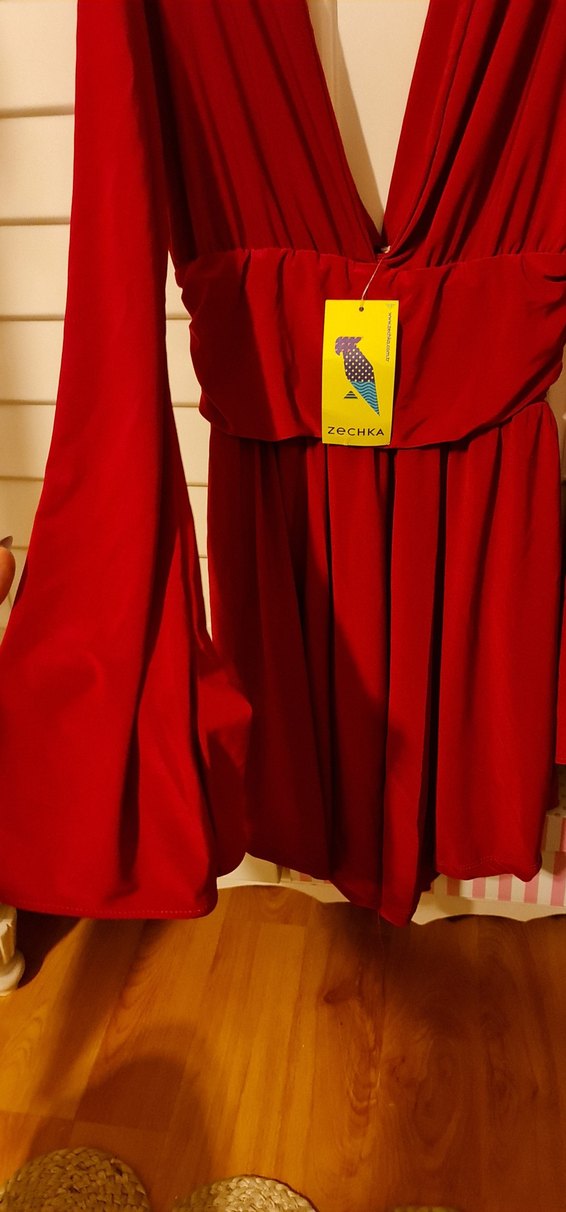 Kırmızı Vintage Midi Kadın Elbise - Görsel 2