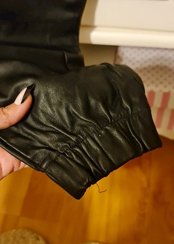 Siyah Beli Kuşaklı suni deri Rahat Kadın Pantolon - Görsel 3