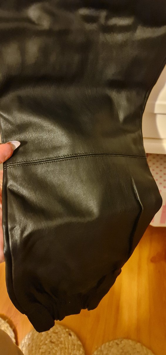 Siyah Beli Kuşaklı suni deri Rahat Kadın Pantolon - Görsel 5