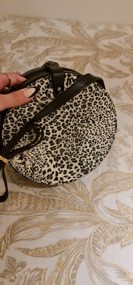Leopar Desenli Bej Kürklü Kadın Çanta - Görsel 4