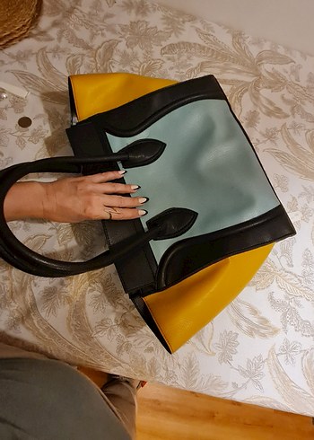 Sarı Siyah Pastel Deri Kadın Çanta - Görsel 3