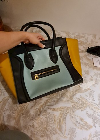 Sarı Siyah Pastel Deri Kadın Çanta - Görsel 4