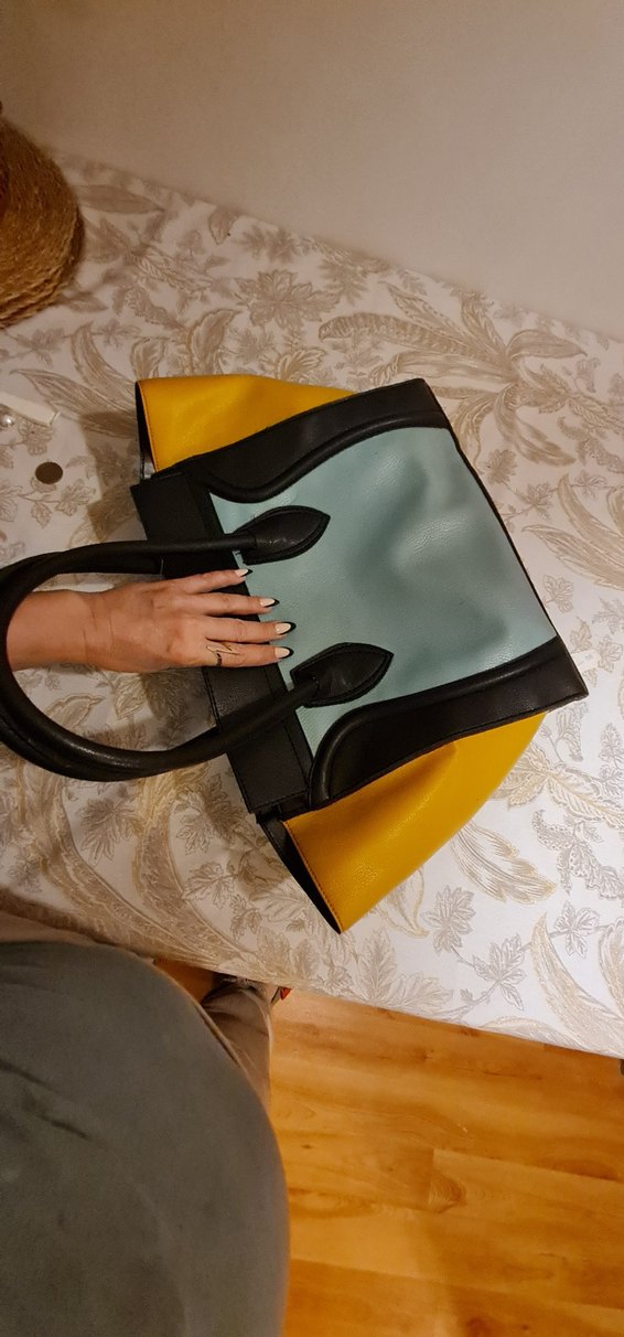 Sarı Siyah Pastel Deri Kadın Çanta - Görsel 3