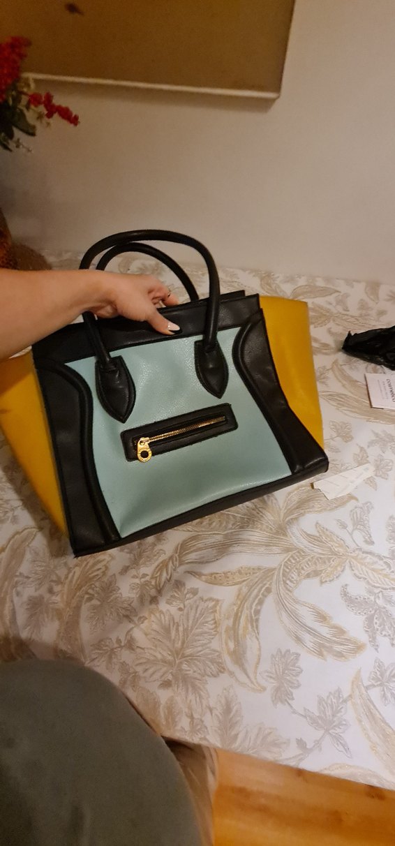 Sarı Siyah Pastel Deri Kadın Çanta - Görsel 4