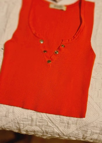 Düğmeli Kırmızı Hamile Uzun Kollu Tişört - Görsel 2